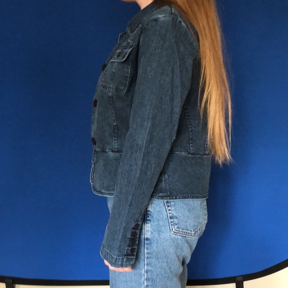 Talbots P2 denim peplum jean jacket - Picture 2 of 10